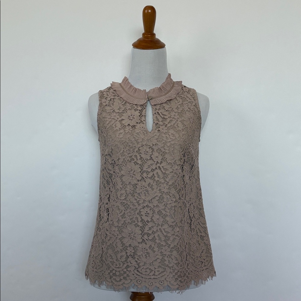 J. Crew Lace Sleeveless Top with Ruffle Collar